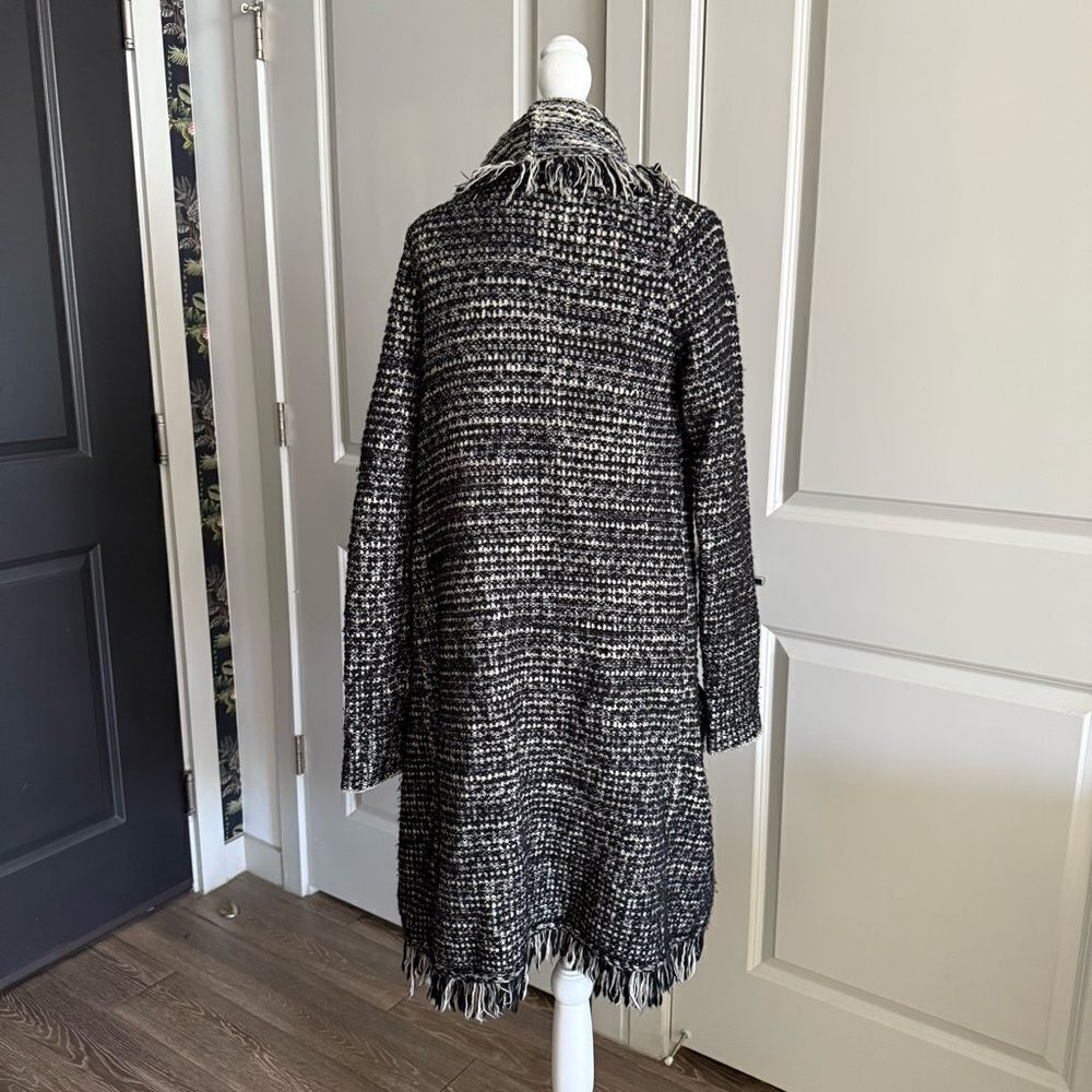 Vince Black Neutral Wool Tweed Open Draped Cardigan Duster Size S - Picture 4 of 8